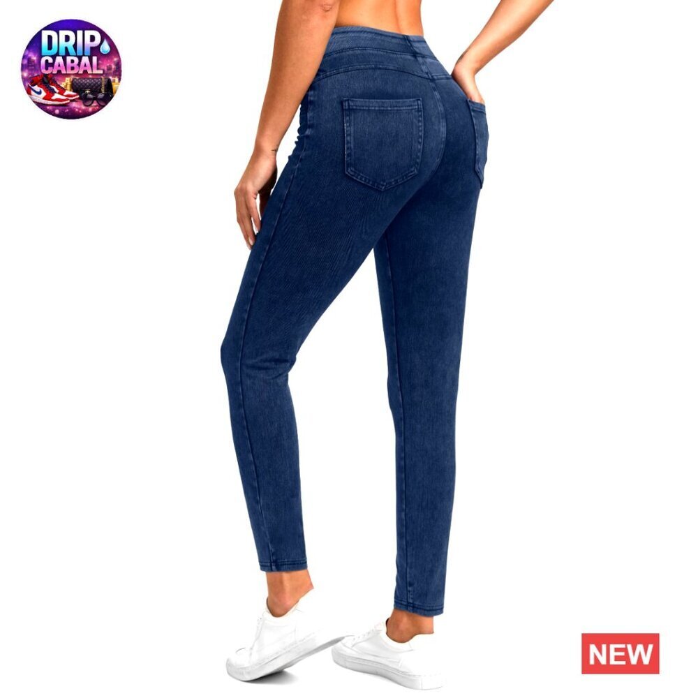 High Waisted Skinny Jeggings Stretchy Pull On Tummy Control Denim Pants